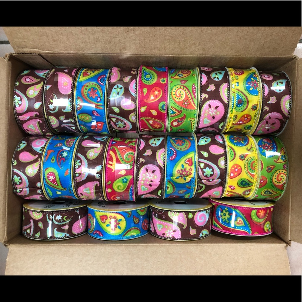Lot of 22 New spools of Paisley Pattern Ribbon…ships as shown.